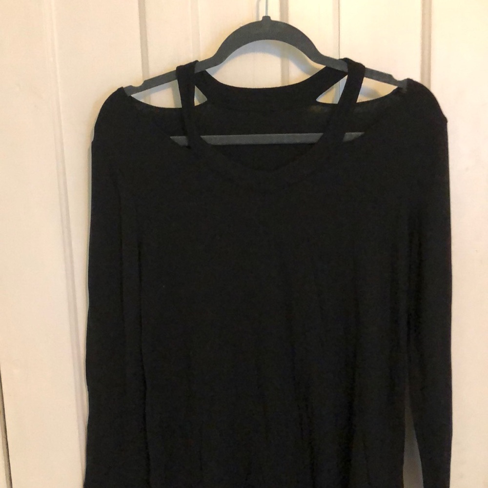Black long sleeve with a neck cut out